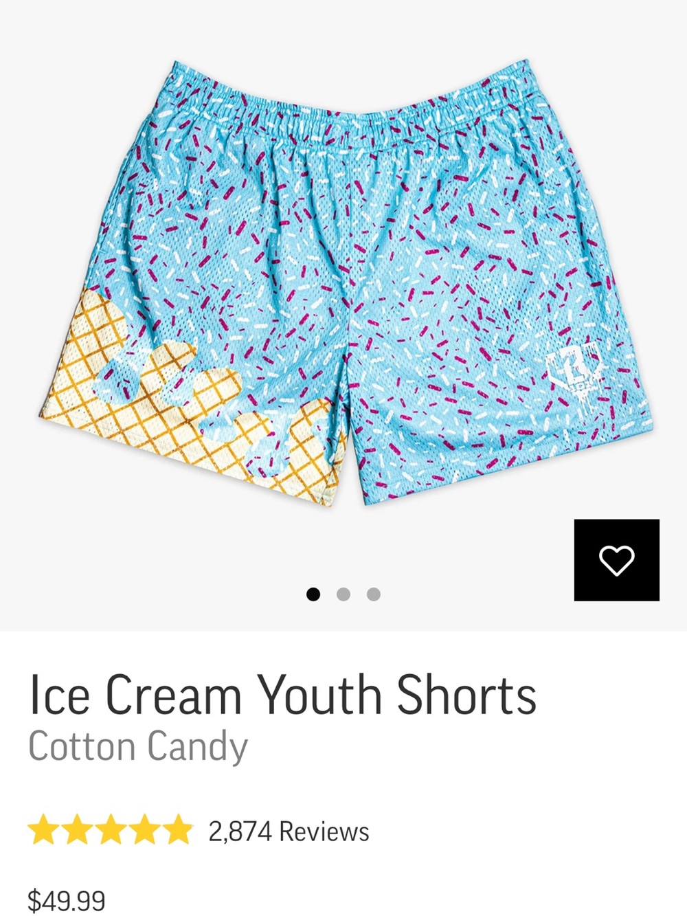 Baseball Lifestyle Icecream Youth Shorts - Cotton Candy